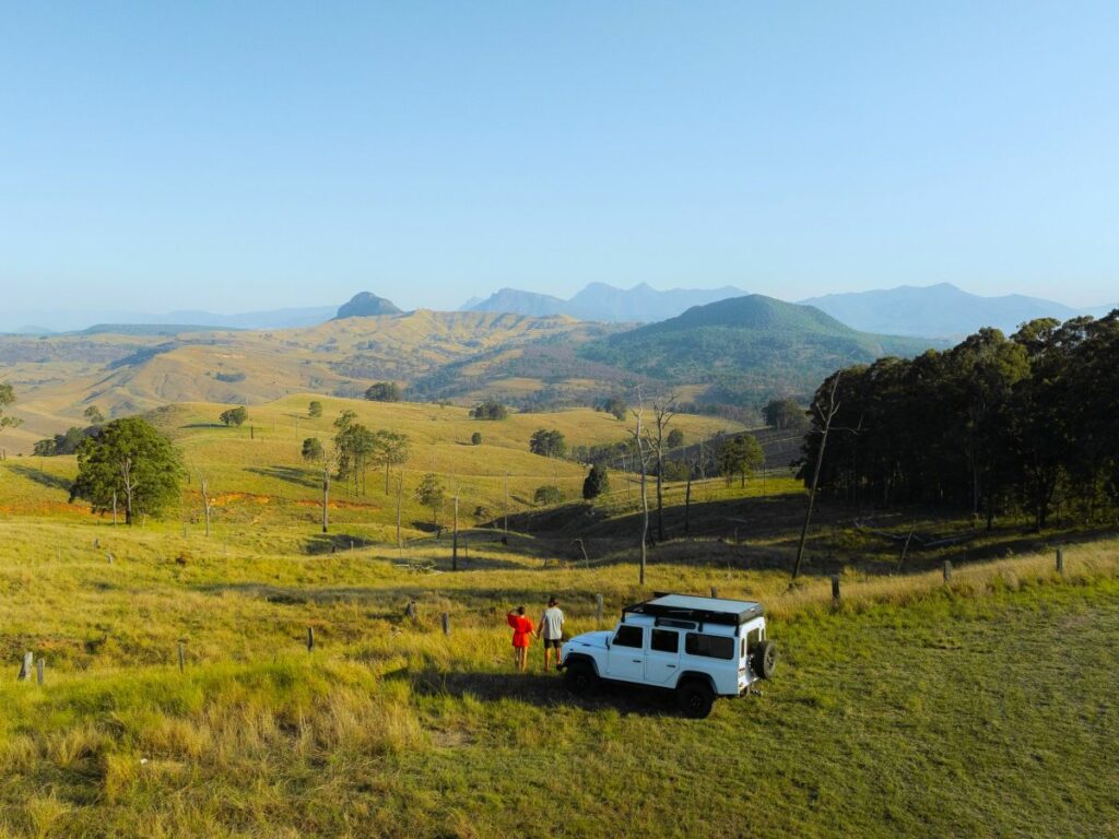 car and people on Scenic Rim Countryside views