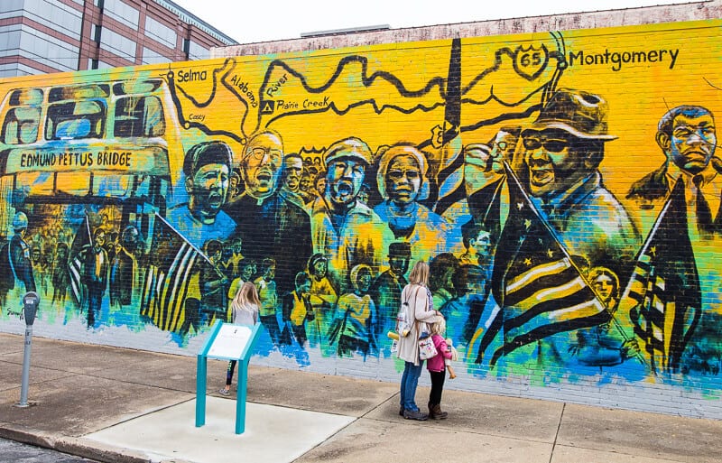 US Civil Rights Trail mural at Montgomery Alabama