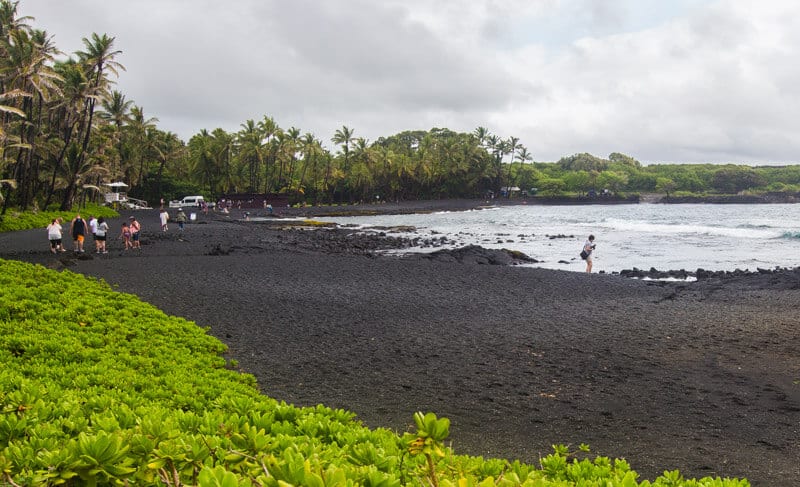 Punaluu Beach (Black Sand Beach) on the Big Island of Hawaii