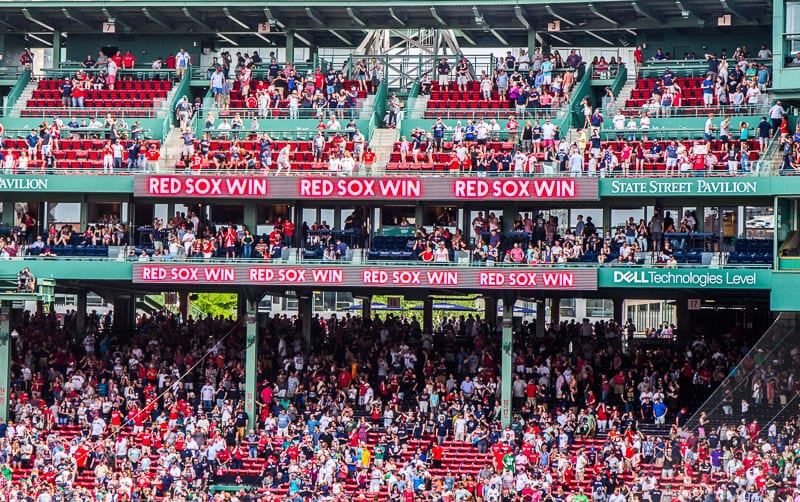 crowds at Boston Red Sox game at Fenway Park