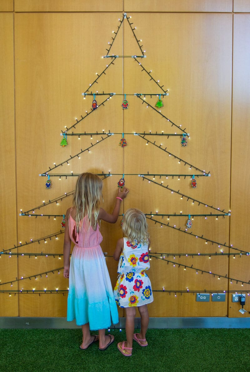 Christmas decorations in the lobby at Holiday Inn Sydney Airport