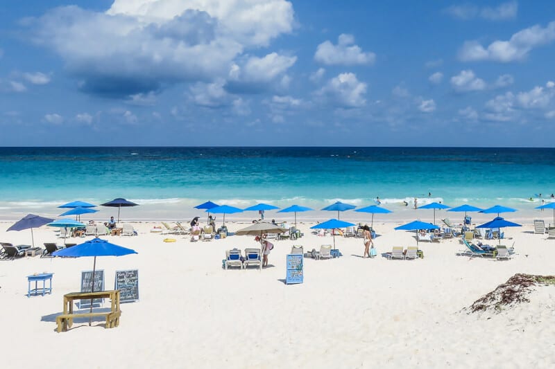 The famous Pink Sands Beach on Harbour Island Bahamas 