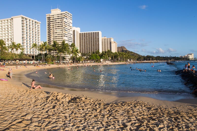 people on Kuhio Beach, Waikiki, Hawaii