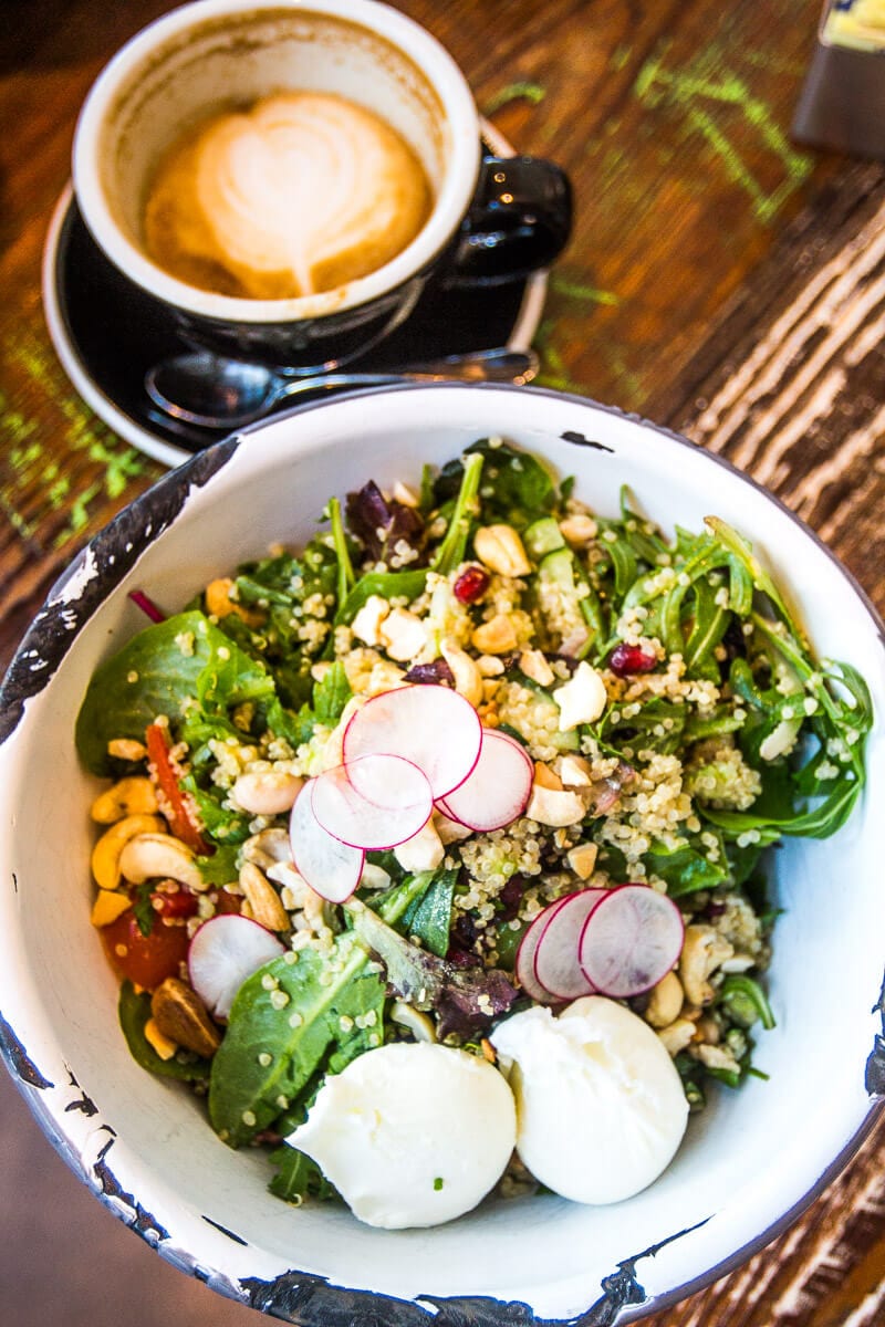 salad and coffee